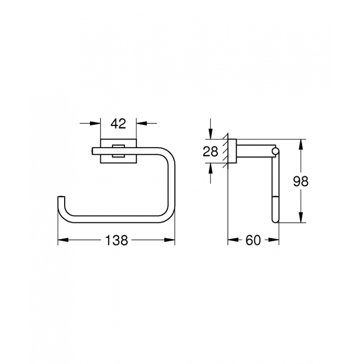 Тримач туалетного паперу без кришки Grohe Essentials Cube 40507AL1 Графіт матовий