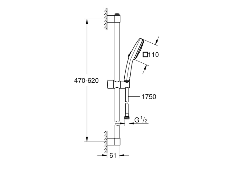 Душевая гарнітура, 2 режима струму Grohe Tempesta Cube 110 (26748003)