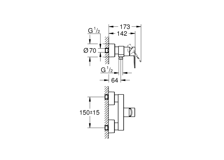 Одноважільний змішувач для душу Grohe Lineare (33865DC1)