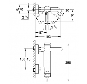 Однорычажный смеситель для ванны Grohe Essence (25250GL1)