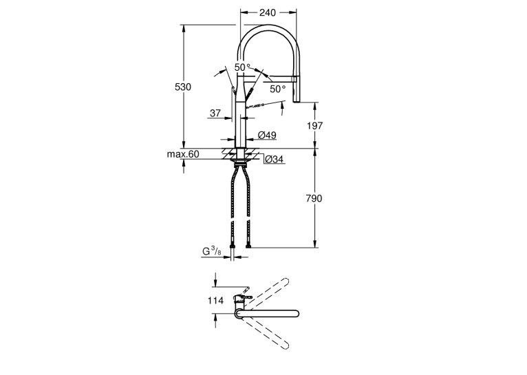 Одноважільний змішувач для мийки Grohe Essence (30503000)