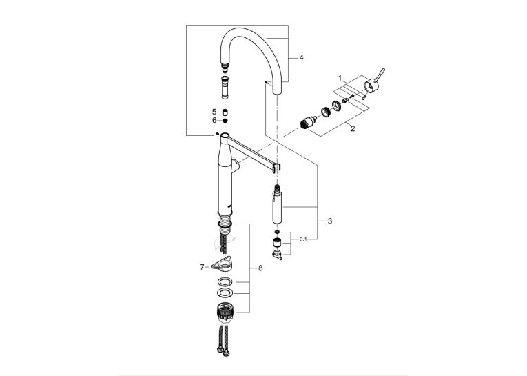 Одноважільний змішувач для мийки Grohe Essence (30503000)