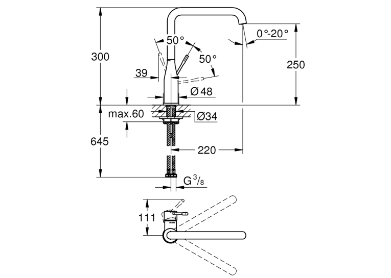 Однорычажный смеситель для мойки Grohe Essence (30505000)