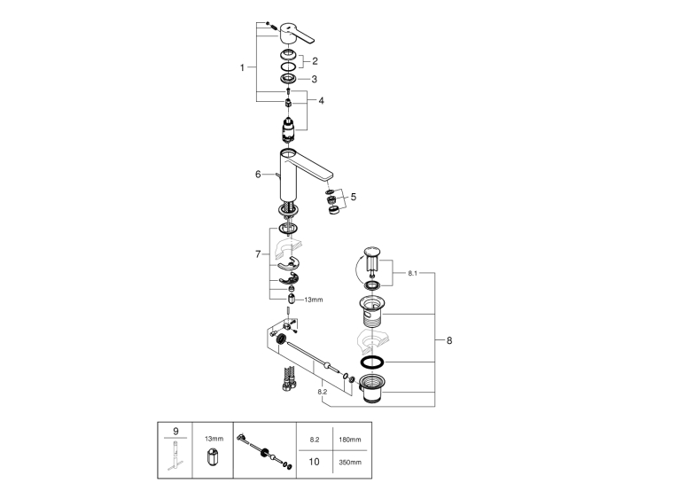 Одноважільний змішувач для раковини Grohe Lineare S-Size (32114DC1) Сталь