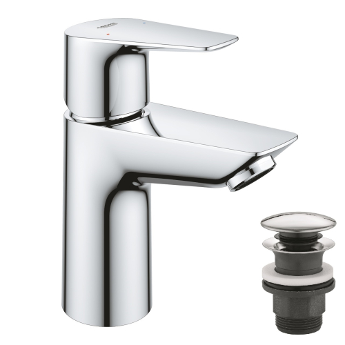 Однорычажный смеситель для раковины Grohe BauEdge New S-Size + нажимной донный клапан (23895001)