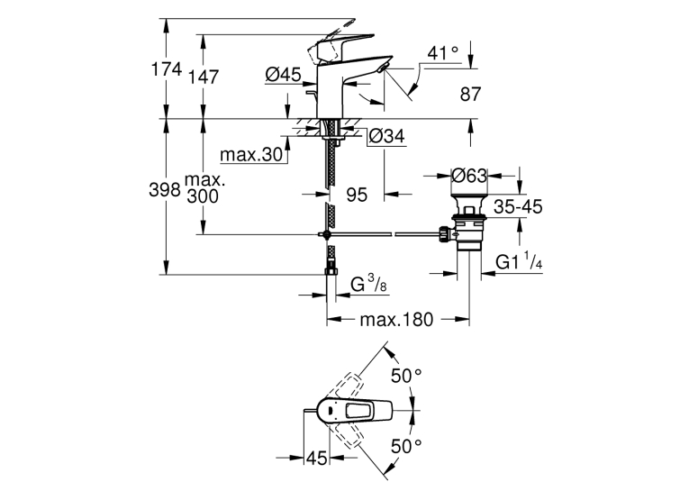 Однорычажный смеситель для раковины Grohe BauLoop New S-Size LowFlow (23877001)