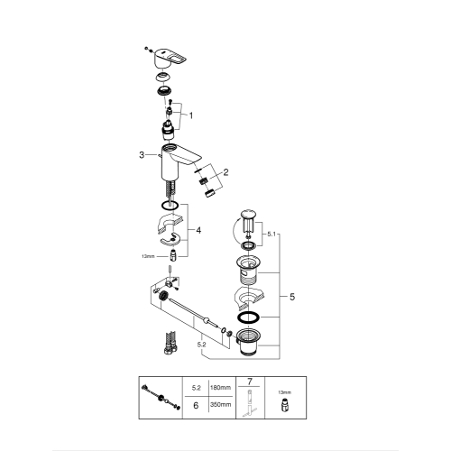 Однорычажный смеситель для раковины Grohe BauLoop New S-Size LowFlow (23877001)