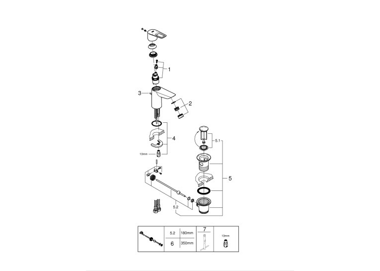 Однорычажный смеситель для раковины Grohe BauLoop New S-Size LowFlow (23877001)