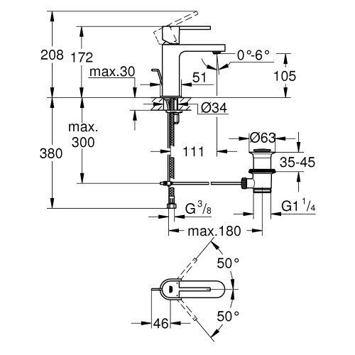 Однорычажный смеситель для раковины Grohe Plus, S-Size (32612DC3)