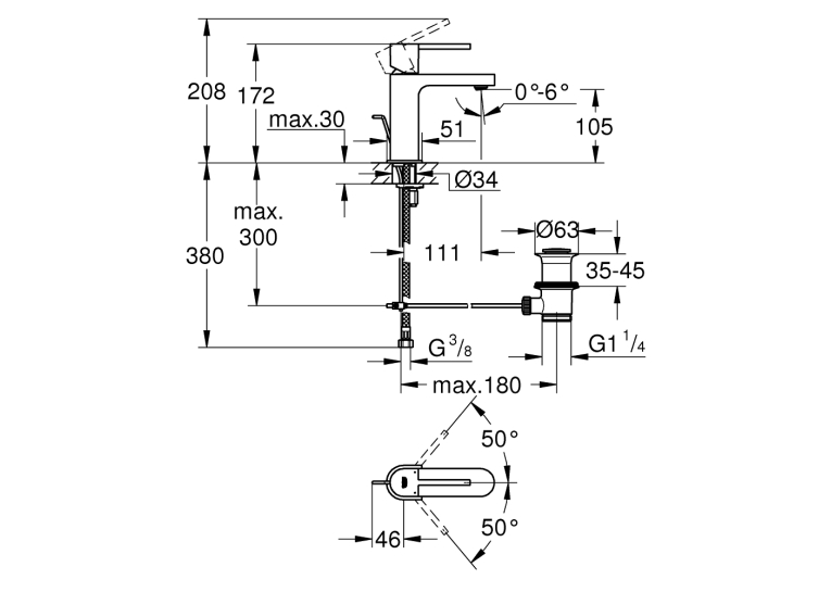 Одноважільний змішувач для раковини Grohe Plus, S-Size (32612DC3)