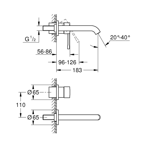 Смеситель для раковины Grohe Essence на 2 отверстия M-Size (19408GL1) Золото