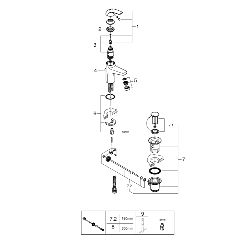 Однорычажный смеситель для раковины Grohe Start Curve S-Size (23765000)