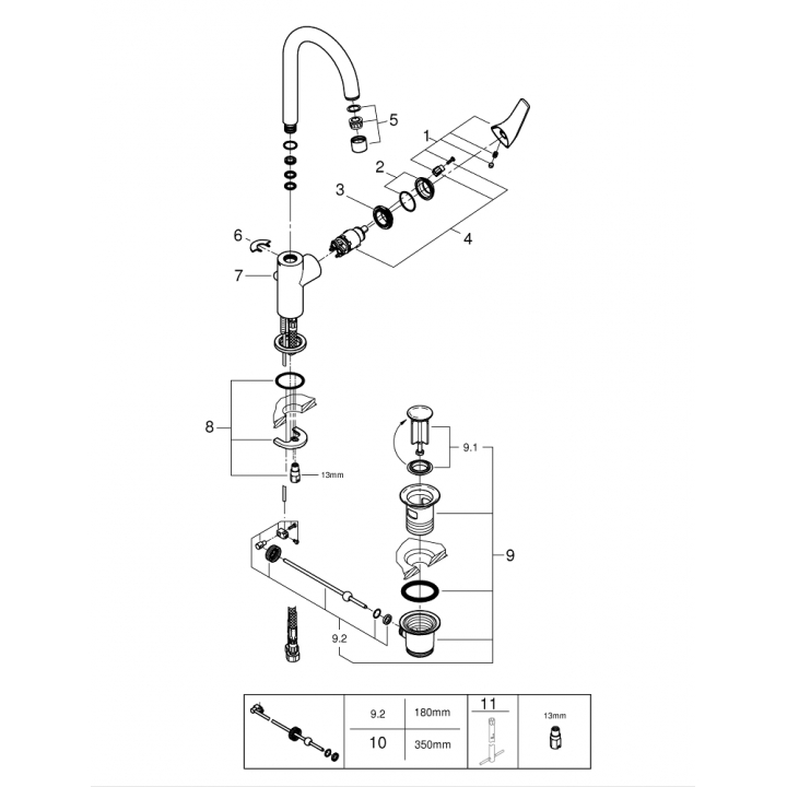 Однорычажный смеситель для раковины Grohe Start Flow L-Size (23811000)