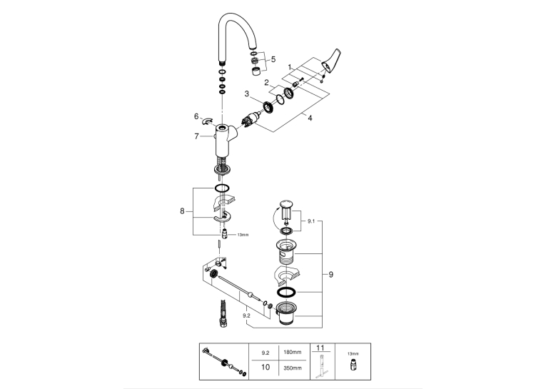 Однорычажный смеситель для раковины Grohe Start Flow L-Size (23811000)