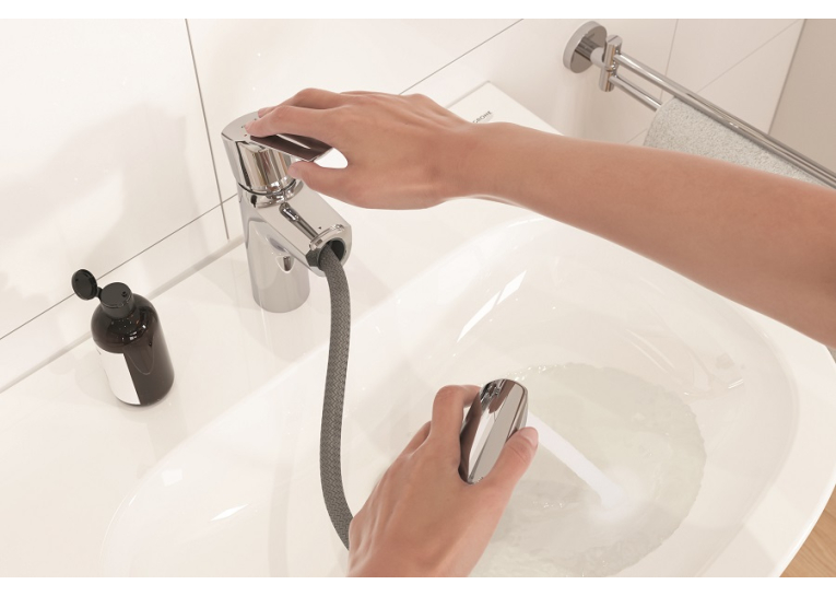 Одноважільний змішувач з висувним виливом для раковини Grohe QuickFix Start M-Size (24205003)