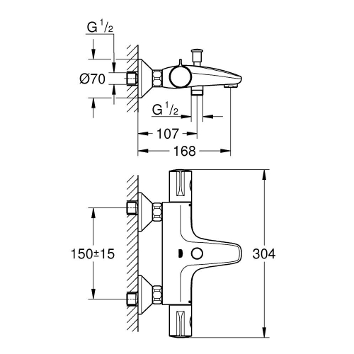 Термостат для ванны Grohe Grohtherm 800 (1022032430)