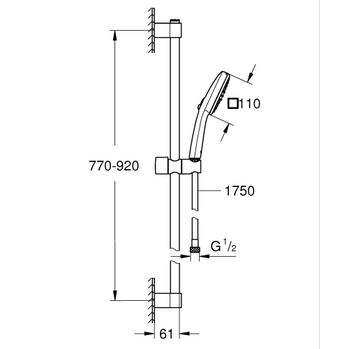 Душевой гарнитур, 2 режима тока Grohe Tempesta Cube 110 (26908003)