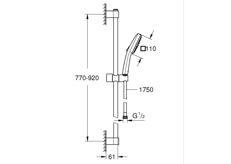 Душевой гарнитур, 2 режима тока Grohe Tempesta Cube 110 (26908003)