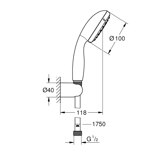 Душевой набор Grohe QuickFix Vitalio Go 100 1 режим струи (26198000)