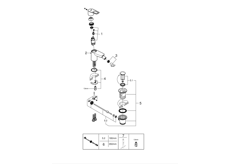 Однорычажный смеситель для биде Grohe BauLoop New (23338001)