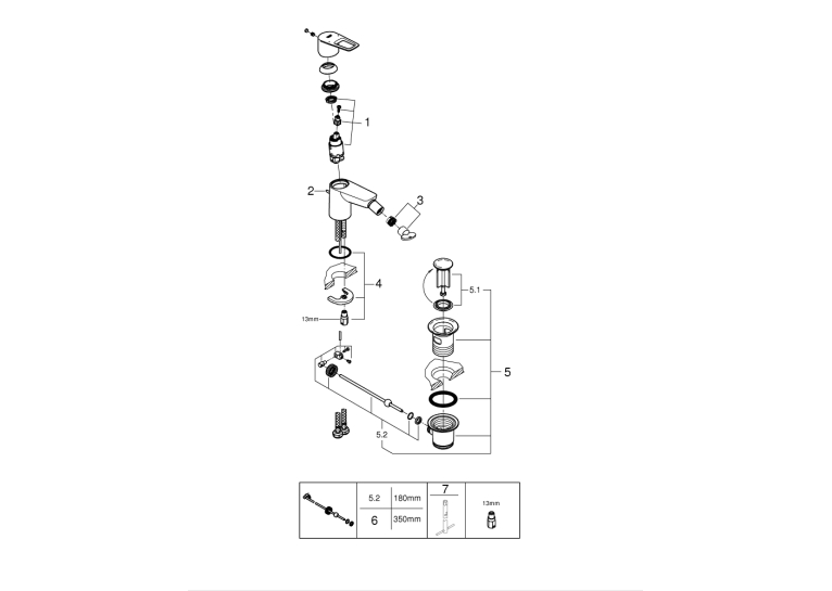 Одноважільний змішувач для біде Grohe BauLoop New (23338001)