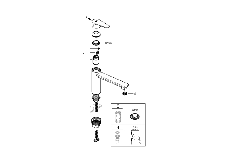 Однорычажный смеситель для мойки Grohe BauEdge (31693000)