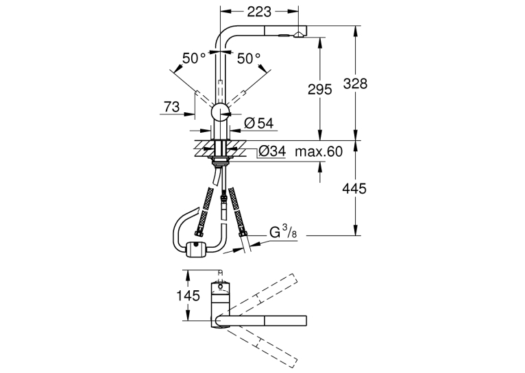 Одноважільний змішувач для миття Grohe Minta (30274A00) Графіт