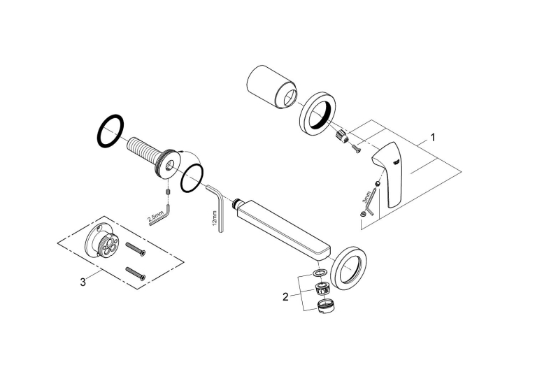 Смеситель для раковины Grohe BauCurve на 2 отверстия S-Size (20288000)