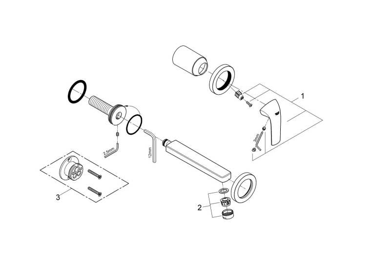 Змішувач для раковини Grohe BauCurve на 2 отвори S-Size (20288000)