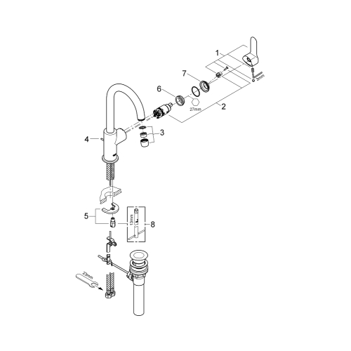 Одноважільний змішувач для раковини Grohe BauEdge L-Size (23093000)