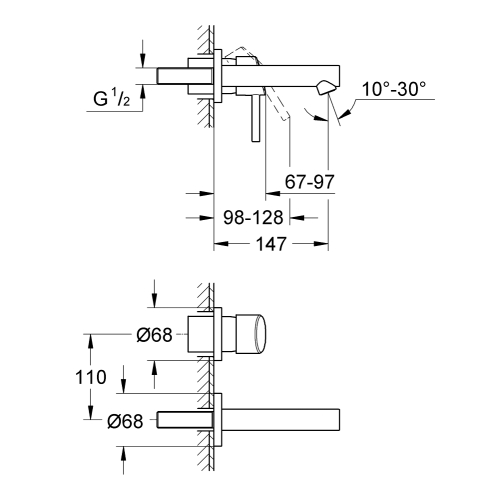 Смеситель для раковины Grohe Concetto на 2 отверстия S-Size (19575001)