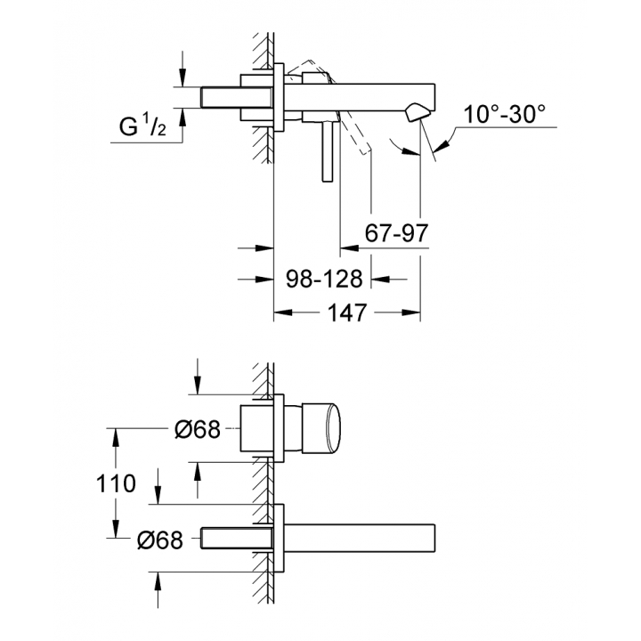 Змішувач для раковини Grohe Concetto на 2 отвори S-Size (19575001)