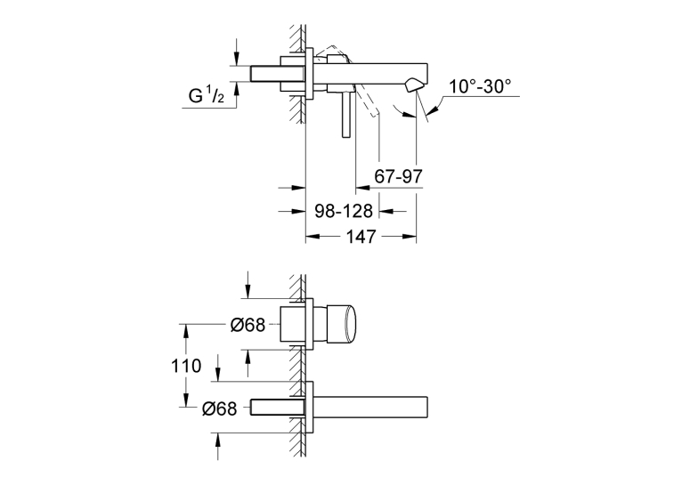 Змішувач для раковини Grohe Concetto на 2 отвори S-Size (19575001)