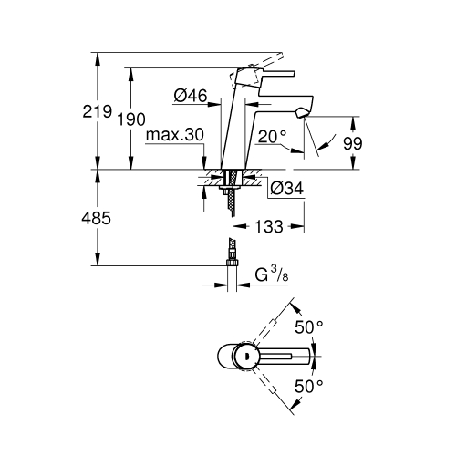 Одноважільний змішувач для раковини Grohe Concetto M-Size (23451001)