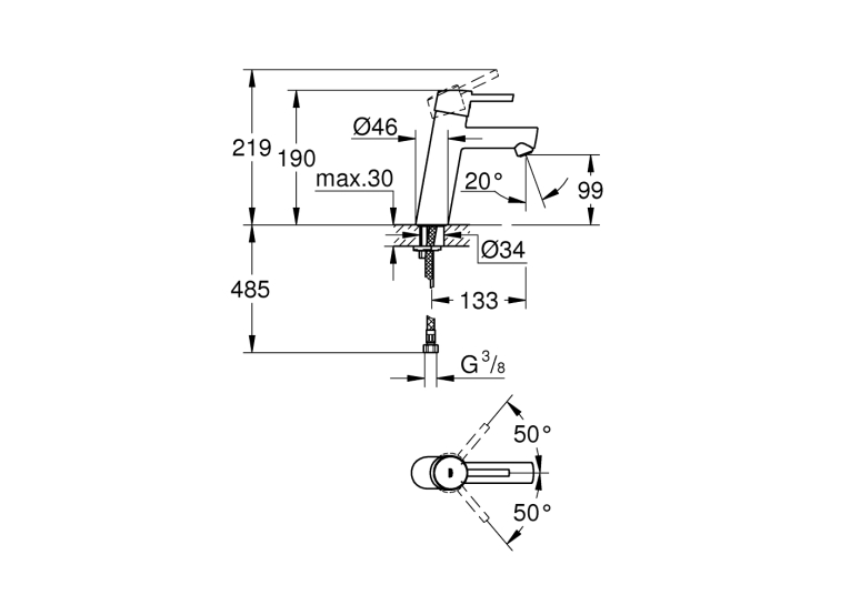 Однорычажный смеситель для раковины Grohe Concetto M-Size (23451001)