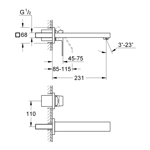Смеситель для раковины Grohe Eurocube на 2 отверстия M-Size (23447DC0) Сталь