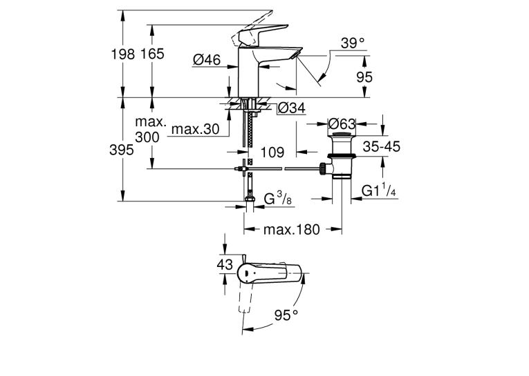 Однорычажный смеситель для раковины Grohe Start S-Size (31137002)