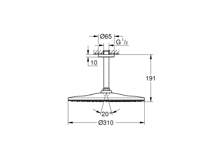 Верхній душ з кронштейном Grohe Rainshower 310 Mono 142 мм, 1 режим струменя (22122KF0)