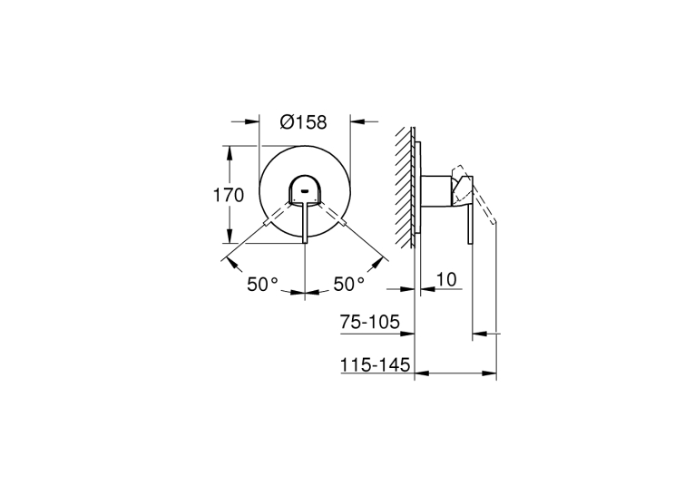 Однорычажный смеситель для душа Grohe Plus (24059003)