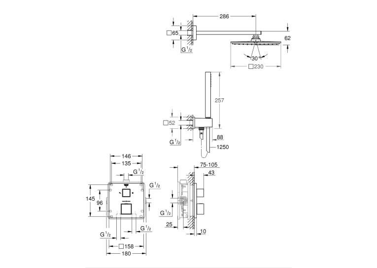 Набір для комплектації душу Grohe Grohtherm Cube із Grohe Rainshower Allure 230 (34741000)