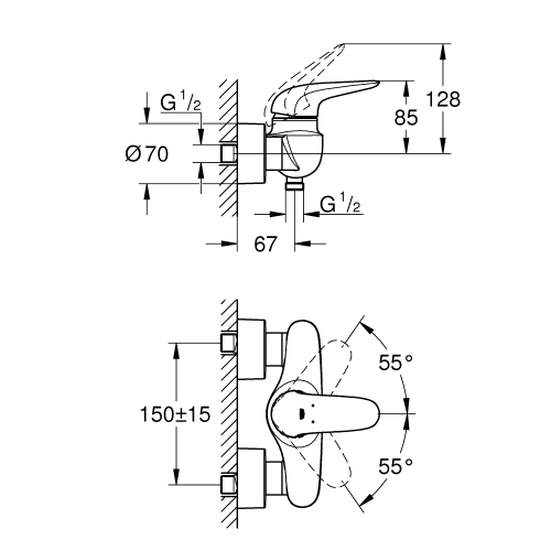 Однорычажный смеситель для душа Grohe Wave (32287001)