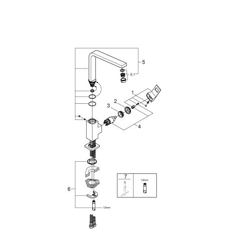 Однорычажный смеситель для мойки Grohe Eurocube (31255DC0)
