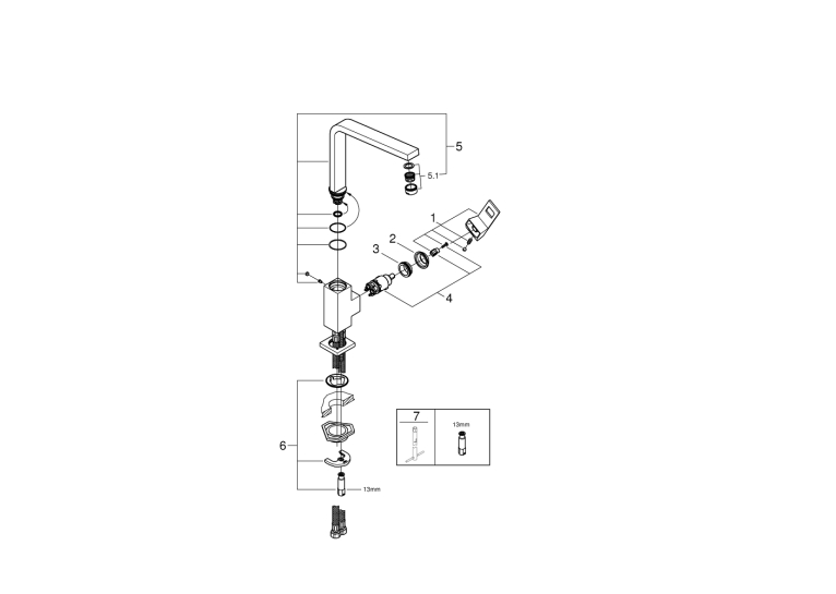 Одноважільний змішувач для мийки Grohe Eurocube (31255DC0)