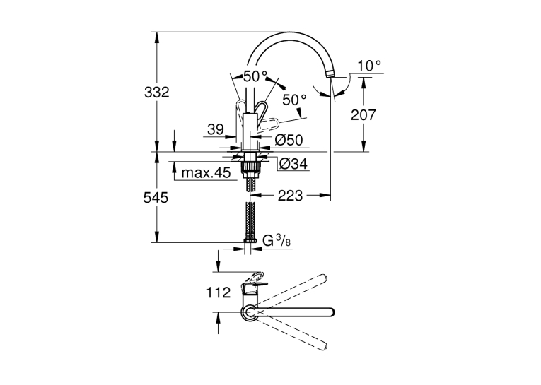 Однорычажный смеситель для мойки Grohe BauFlow (31538001)