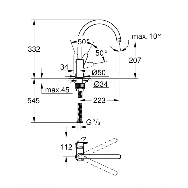Одноважільний змішувач для мийки Grohe Start Curve (31554001)