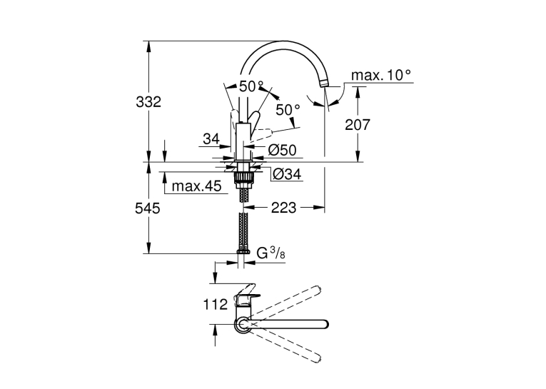 Однорычажный смеситель для мойки Grohe Start Curve (31554001)
