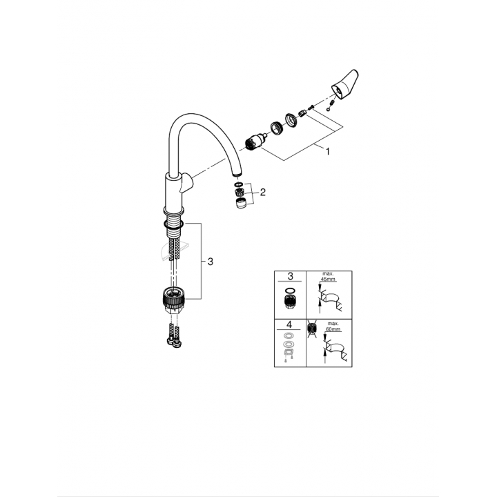 Одноважільний змішувач для мийки Grohe Start Curve (31554001)