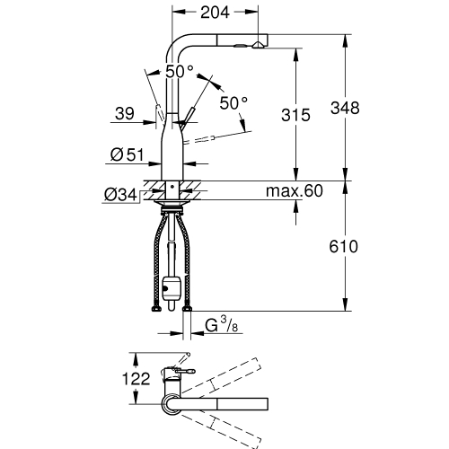Однорычажный смеситель для мойки Grohe Essence (30504DC0)