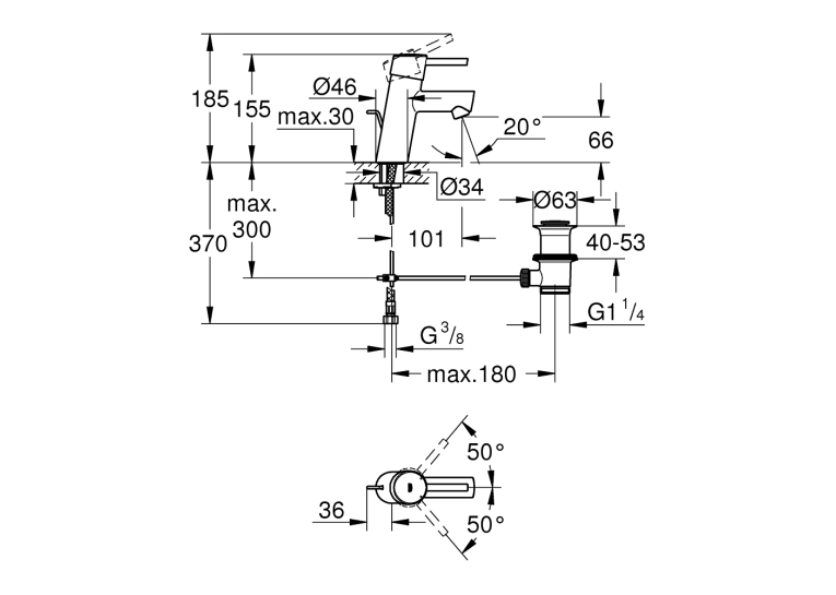 Однорычажный смеситель для раковины Grohe Concetto S-Size (32204001)