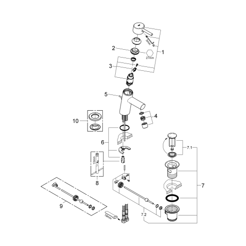 Одноважільний змішувач для раковини Grohe Concetto S-Size (32204001)